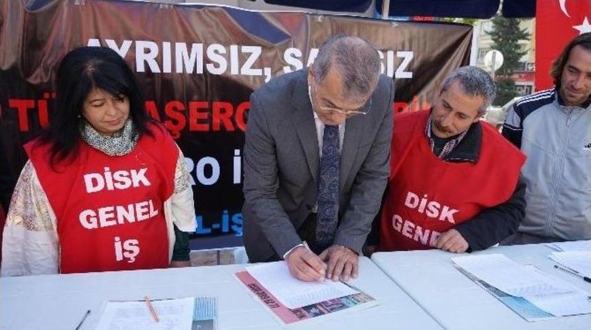 Başkan Tarhan, Taşeron İş&ccedil;iye Kadro İ&ccedil;in İmza Attı