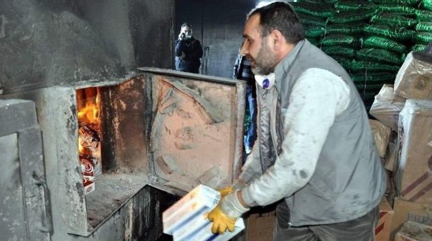 Nevşehir&rsquo;de 74 Bin Paket Ka&ccedil;ak Sigara İmha Edildi