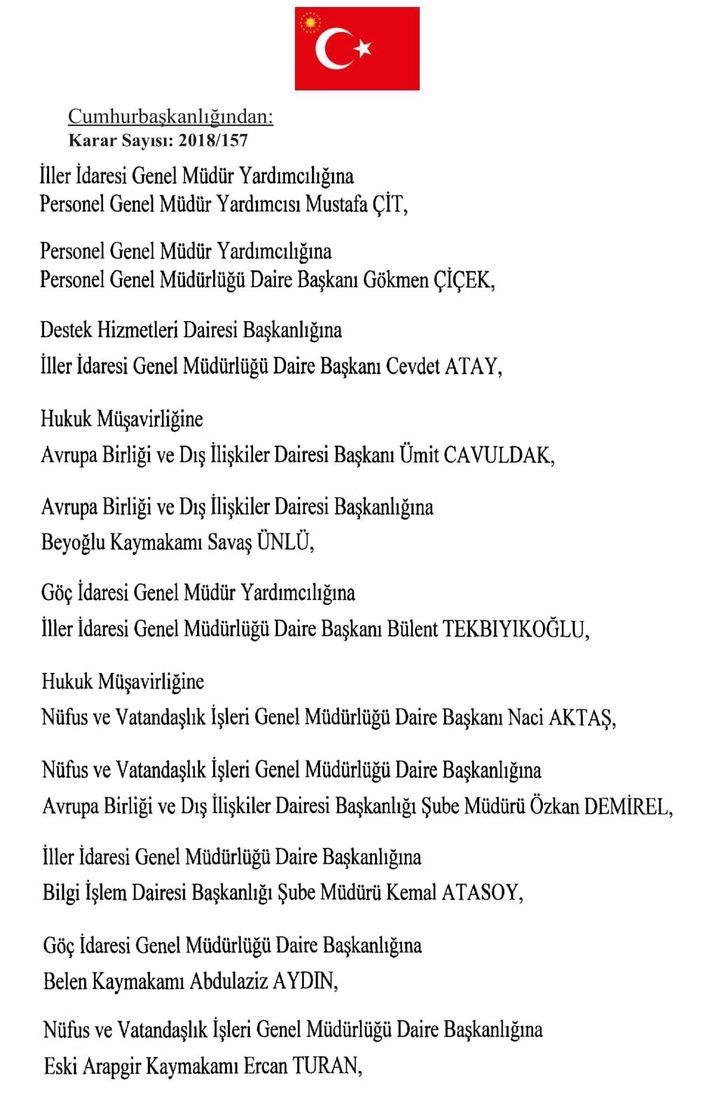 Resmi Gazete'de yayımlandı! İşte görev yerleri değişen mülki amirlerin listesi! Kim hangi göreve atandı? G1
