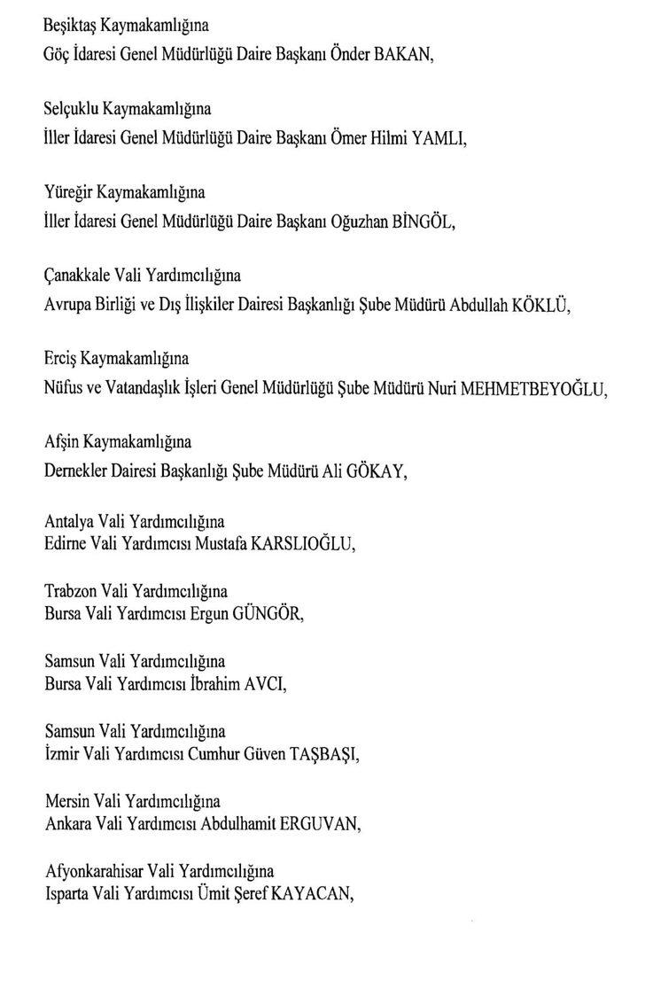 Resmi Gazete'de yayımlandı! İşte görev yerleri değişen mülki amirlerin listesi! Kim hangi göreve atandı? G3
