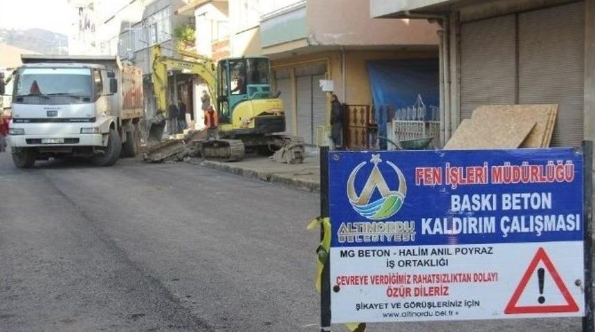 Altınordu’da Baskı Beton Kaldırım Çalışmaları