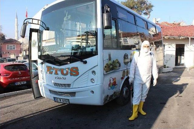 Edirne’de Toplu Ulaşım Araçlarına Dezenfekte