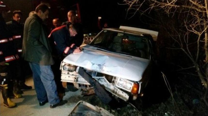 Yoldan Çıkan Otomobil, Ağaca Çarparak Durabildi