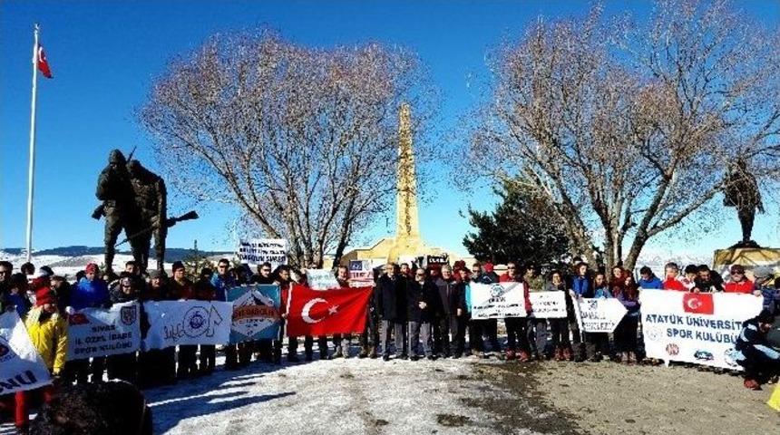 Atat&uuml;rk &Uuml;niversitesi Sporcuları Şehitlerin Anısına Tırmandı
