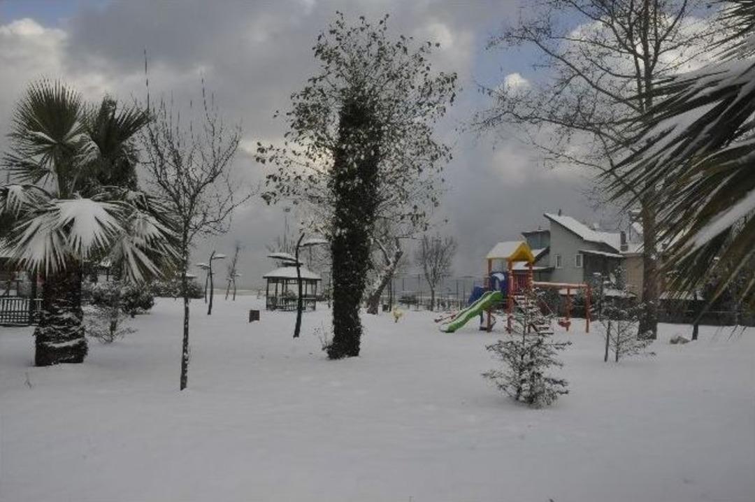Ak&ccedil;akoca Sahilleri Karla Kaplandı