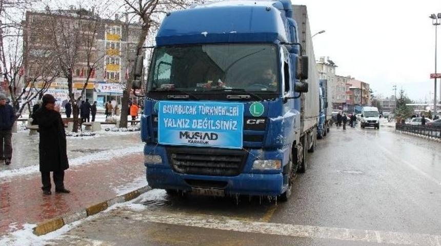 Bayırbucak T&uuml;rkmenlerine Yılın İlk Yardım Tır&rsquo;ları Safranbolu&rsquo;dan G&ouml;nderildi