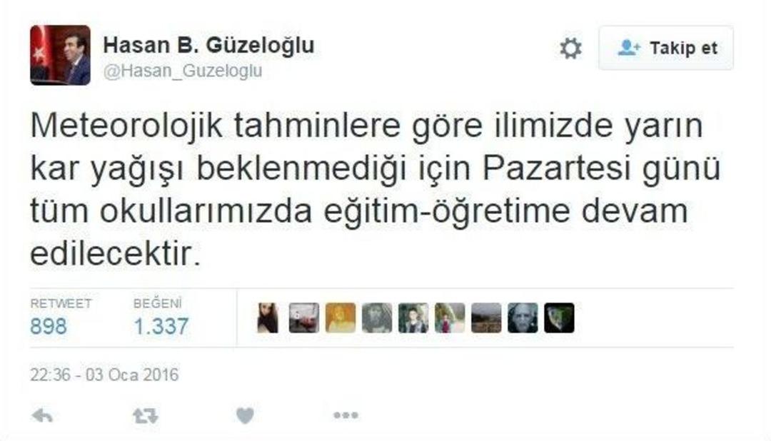 Kocaeli Valiliği&rsquo;nin Resmi Twitter Hesabı Hacklenerek Kar Tatili A&ccedil;ıklaması Yapıldı