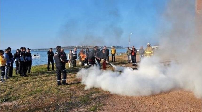 Ayvalık Belediyesinde Yangın Tatbikatı Yapıldı