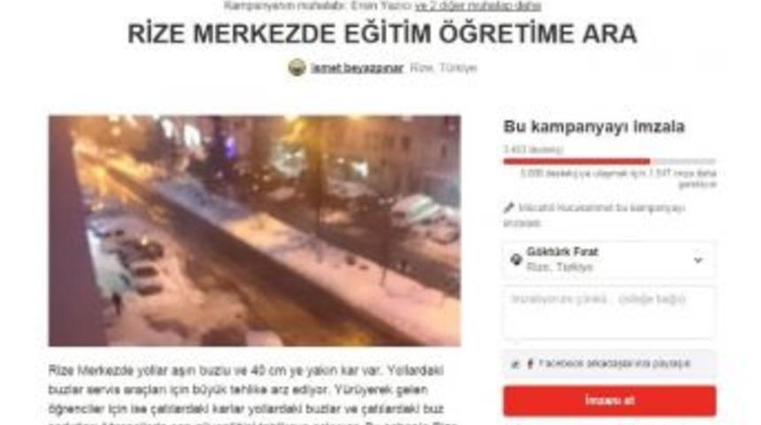 Kar Tatilinden Faydalanamayan Rizeli Öğrenciler İnternet Üzerinden İmza Kampanyası Başlattı
