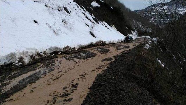 Bozkurt’ta Heyelan Yolu Kapattı