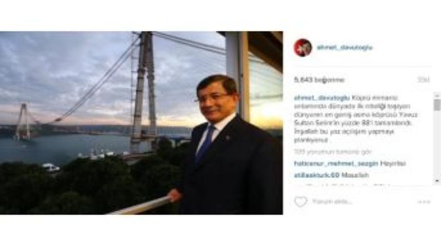 Başbakan Davutoğlu, &Uuml;&ccedil;&uuml;nc&uuml; K&ouml;pr&uuml;deki Fotoğrafını İnstagram&rsquo;dan Paylaştı