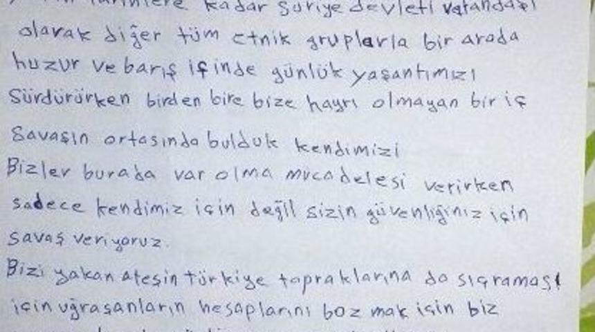 Suriyeli T&uuml;rkmenlerden Teşekk&uuml;r Mektubu