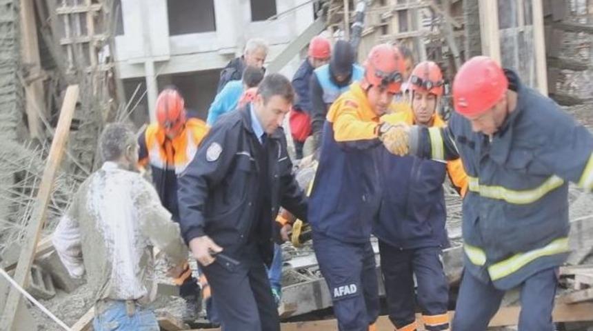 Rize&rsquo;de Avm İnşaatı&rsquo;nda &Ccedil;&ouml;kme Meydana Geldi : 4 Yaralı