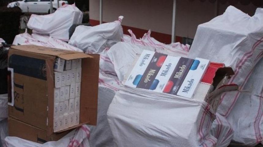 Fıstık Kabuğu Arasından 50 Bin Paket Ka&ccedil;ak Sigara &Ccedil;ıktı