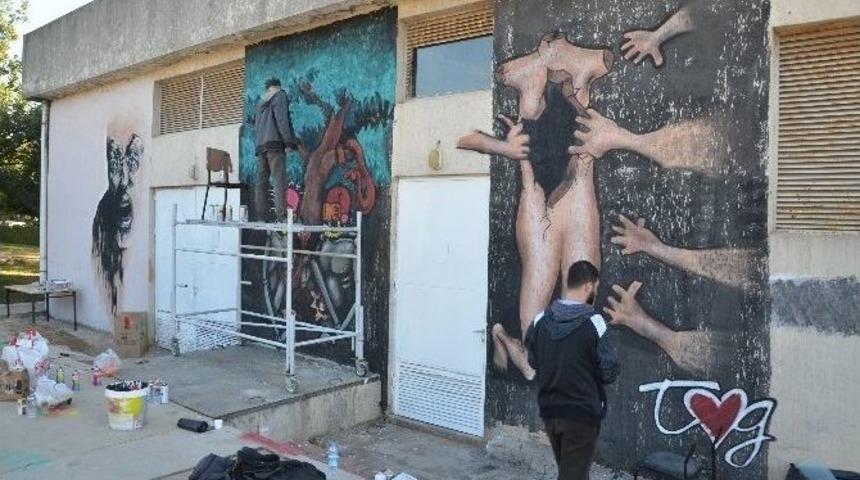 A&uuml;&rsquo;de &ldquo;kadın Dostu Akdeniz&rdquo; Projesi Temalı Grafiti &Ccedil;alışması