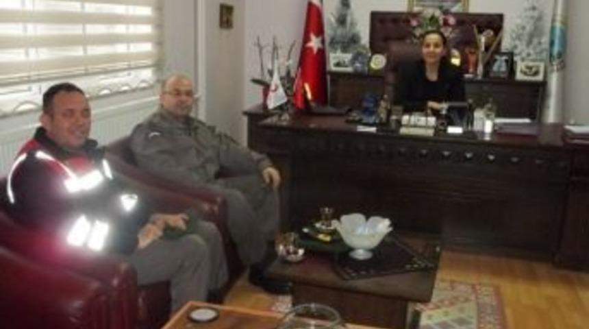 Komutanlardan Başkan G&uuml;neş&rsquo;e Ziyaret