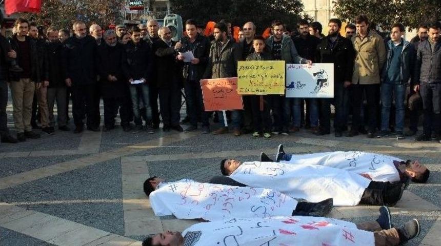 Suriyelilerden Kefenli Eylem