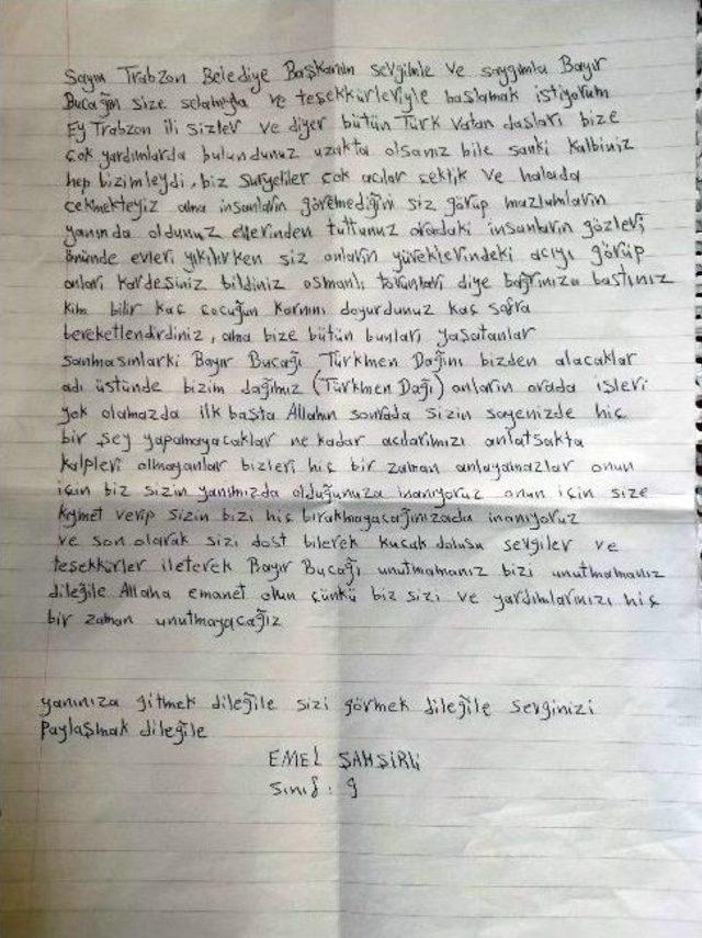 Suriyeli Türkmen Öğrencilerden Trabzon’a Duygu Dolu Teşekkür Mektupları