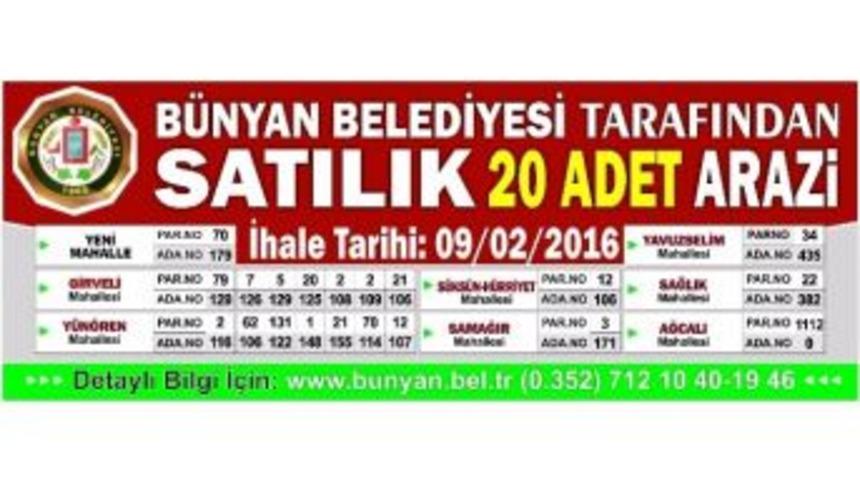 B&uuml;nyan Belediyesi 20 Adet Araziyi Satışa &Ccedil;ıkardı