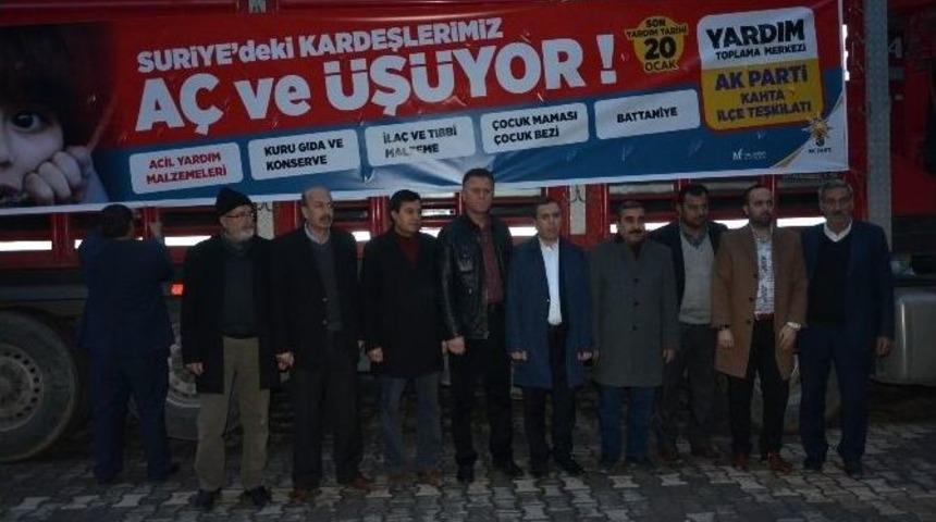 Kahta İl&ccedil;esinden, Bayırbucak T&uuml;rkmenlerine 1 Tır Dolusu Yardım