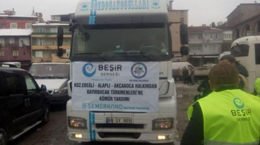 Alaplı&rsquo;dan Bayırbucak T&uuml;rkmenlerine K&ouml;m&uuml;r Yardımı