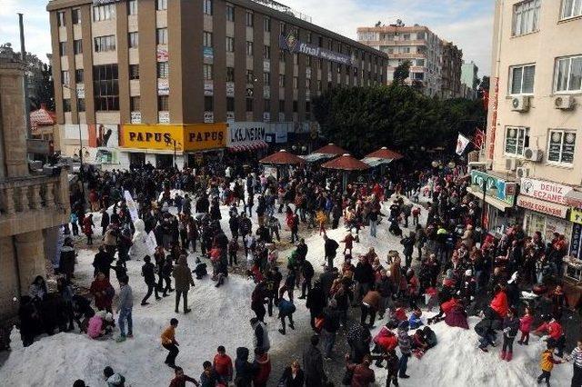 Tarsus’ta Taşıma Karla Kış Keyfi