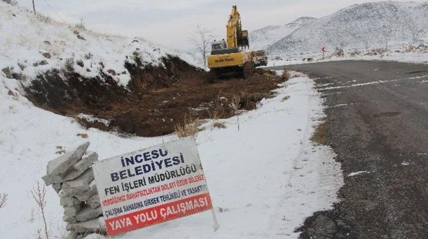İncesu Belediyesi Yol Genişletme &Ccedil;alışmalarına Devam Ediyor