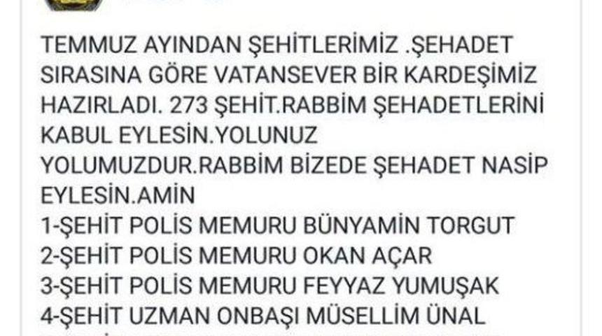 Paylaştığı Şehit Listesine Kendi İsmi De Eklendi