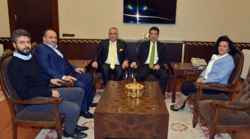 Birkonfed Başkanı Ve Beraberindekiler Vali Civelek&rsquo;i Ziyaret Etti