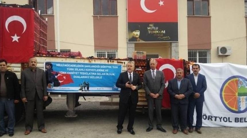 Sur&rsquo;da G&ouml;revli Asker Ve Polislere 15 Ton Narenciye