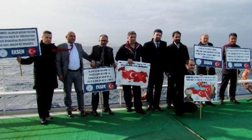 Ege Denizi&rsquo;nde Yunanistan&rsquo;ı Protesto Ettiler