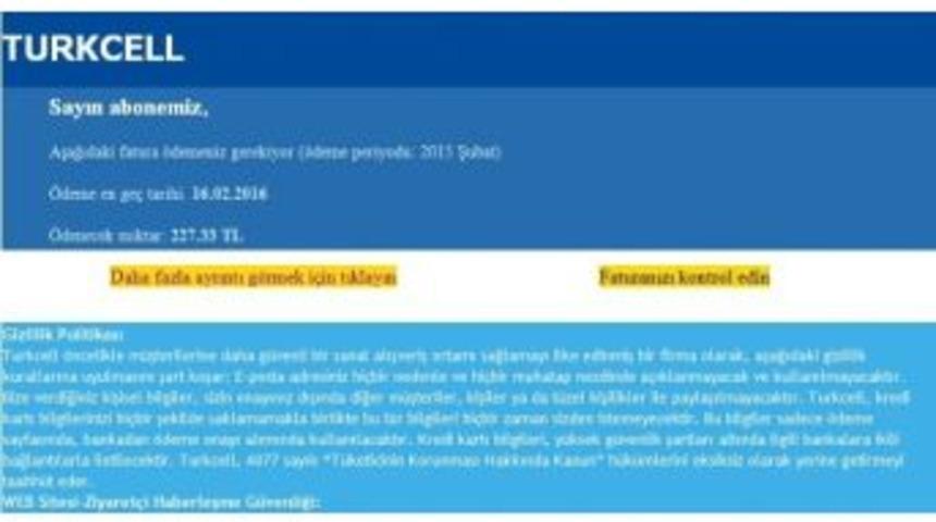 Telefon Faturası G&ouml;r&uuml;n&uuml;m&uuml;ndeki Vir&uuml;se Dikkat