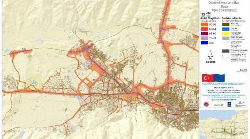 Bursa&rsquo;nın G&uuml;r&uuml;lt&uuml; Haritası &Ccedil;ıkarıldı