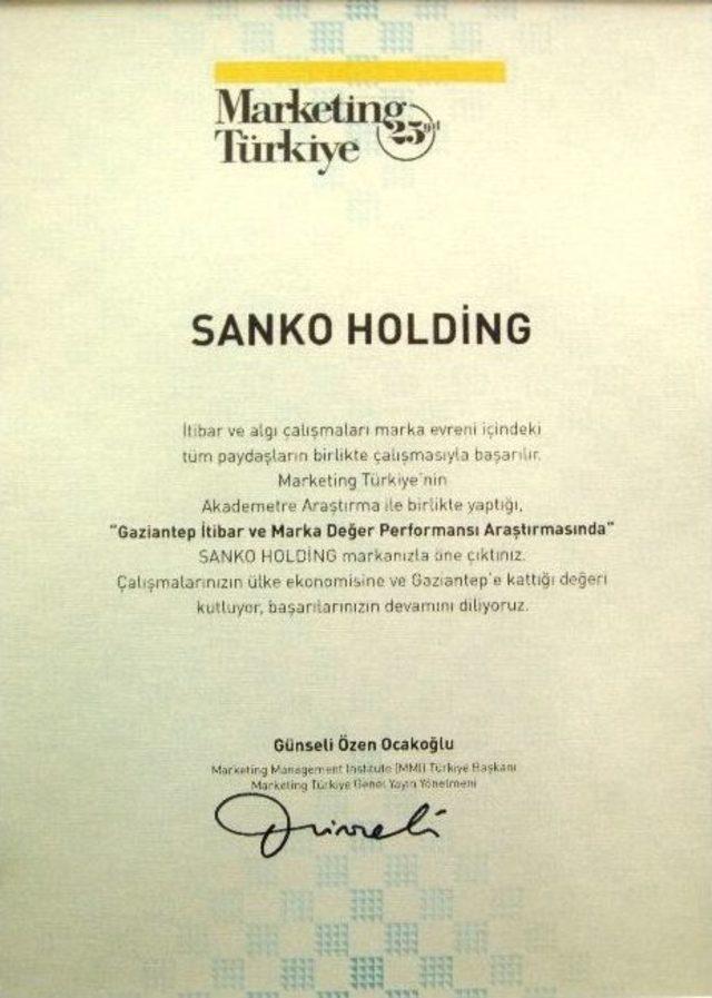 Sanko Holding’e Bir Ödül De Marketing Türkiye’den