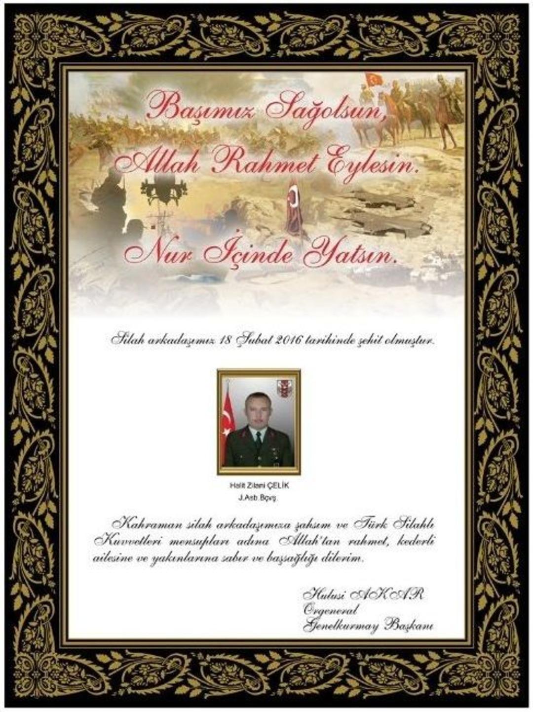 Genelkurmay Başkanı Orgeneral Akar&rsquo;dan 7 Şehit İ&ccedil;in Taziye Mesajı