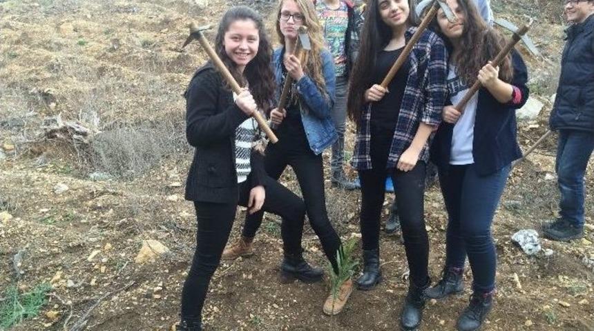 Liseli &Ouml;ğrenciler Baharı Fidan Dikerek Karşıladı