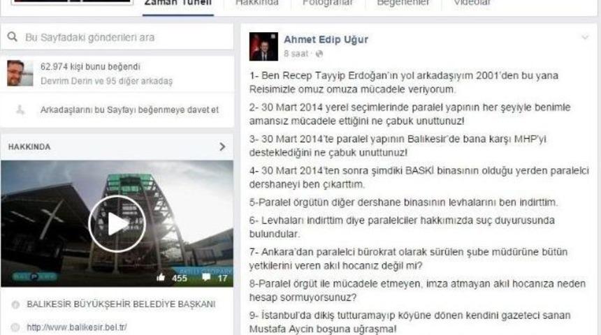 Başkan Uğur: "paralel Yapı İle Alakamı İspat Edemezseniz Şerefsiz, Adi Ve Al&ccedil;aksınız"