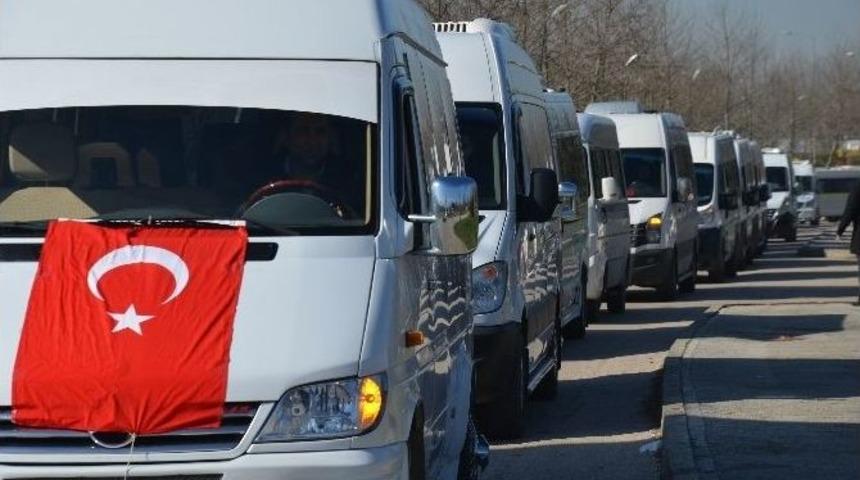 (&ouml;zel Haber) Bursa&rsquo;da Servis Ara&ccedil;larından Konvoylu Eylem
