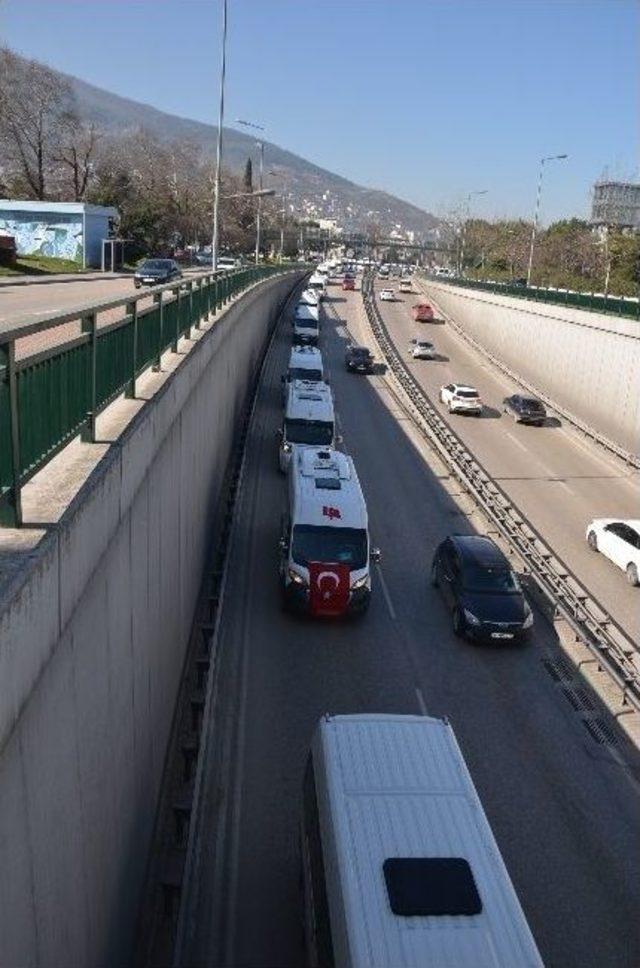 (özel Haber) Bursa’da Servis Araçlarından Konvoylu Eylem