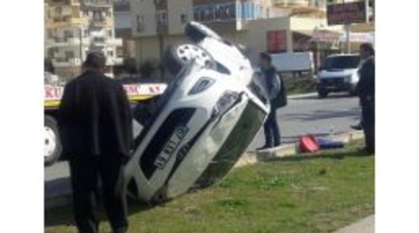 Devrilen Otomobilden Burnu Bile Kanamadan &Ccedil;ıktı