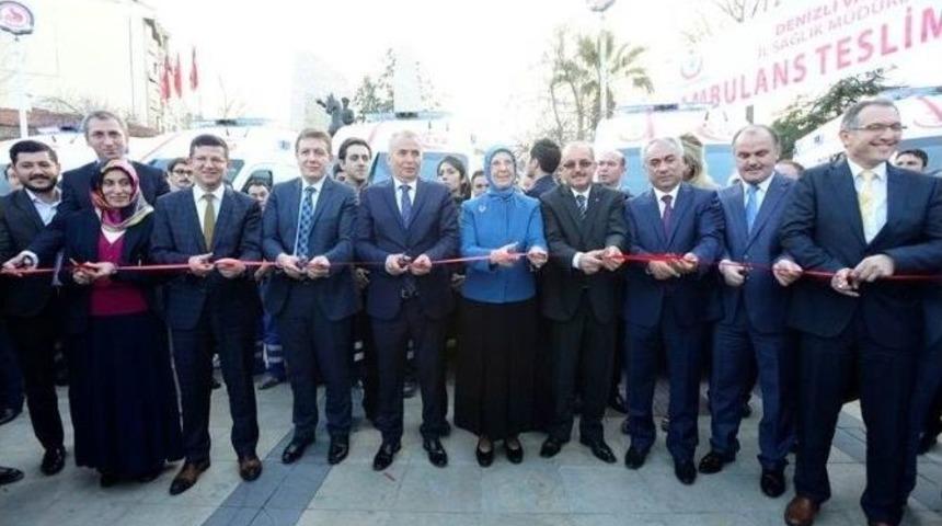 Denizli&rsquo;de 7 Ambulansın Anahtarı Bakan Ramazanoğlu Tarafından Verildi