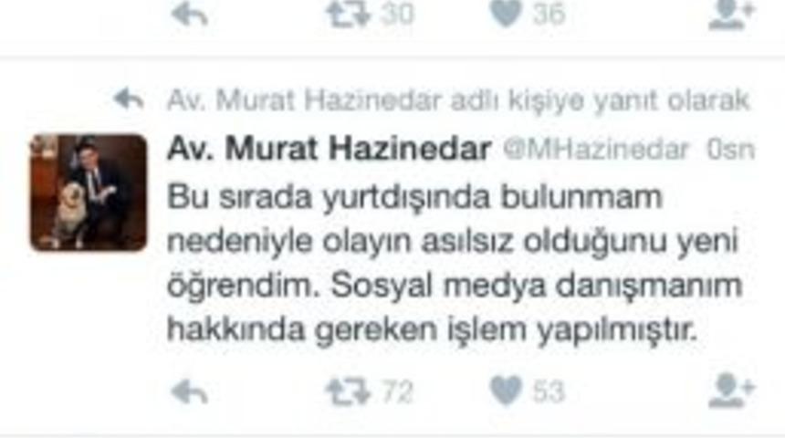 Başkan Hazinedar&rsquo;dan, Kenan Işık&rsquo;la İlgili Tweet A&ccedil;ıklaması