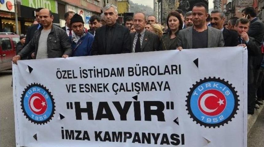 &ldquo;&ouml;zel İstihdam B&uuml;rolarına Ve Esnek &Ccedil;alışmaya Hayır&rdquo; Adıyla Toplanan 35 Bin İmza Teslim Edildi