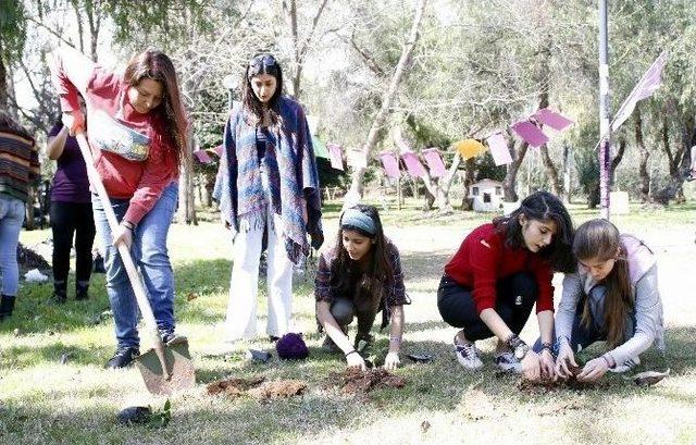 Kız Öğrenciler Öldürülen Kadınlar İçin Fidan Diktiler