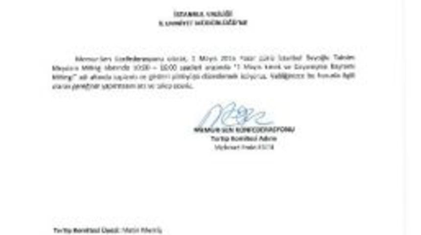 Memur-sen&rsquo;den 1 Mayıs İ&ccedil;in Taksim Başvurusu