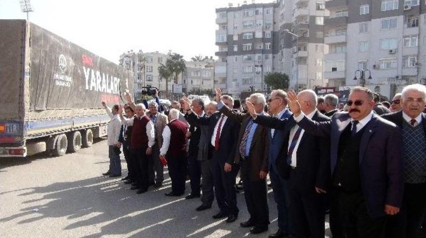 Mersin&rsquo;den Suriye Sınırına 50 Tır Yardım