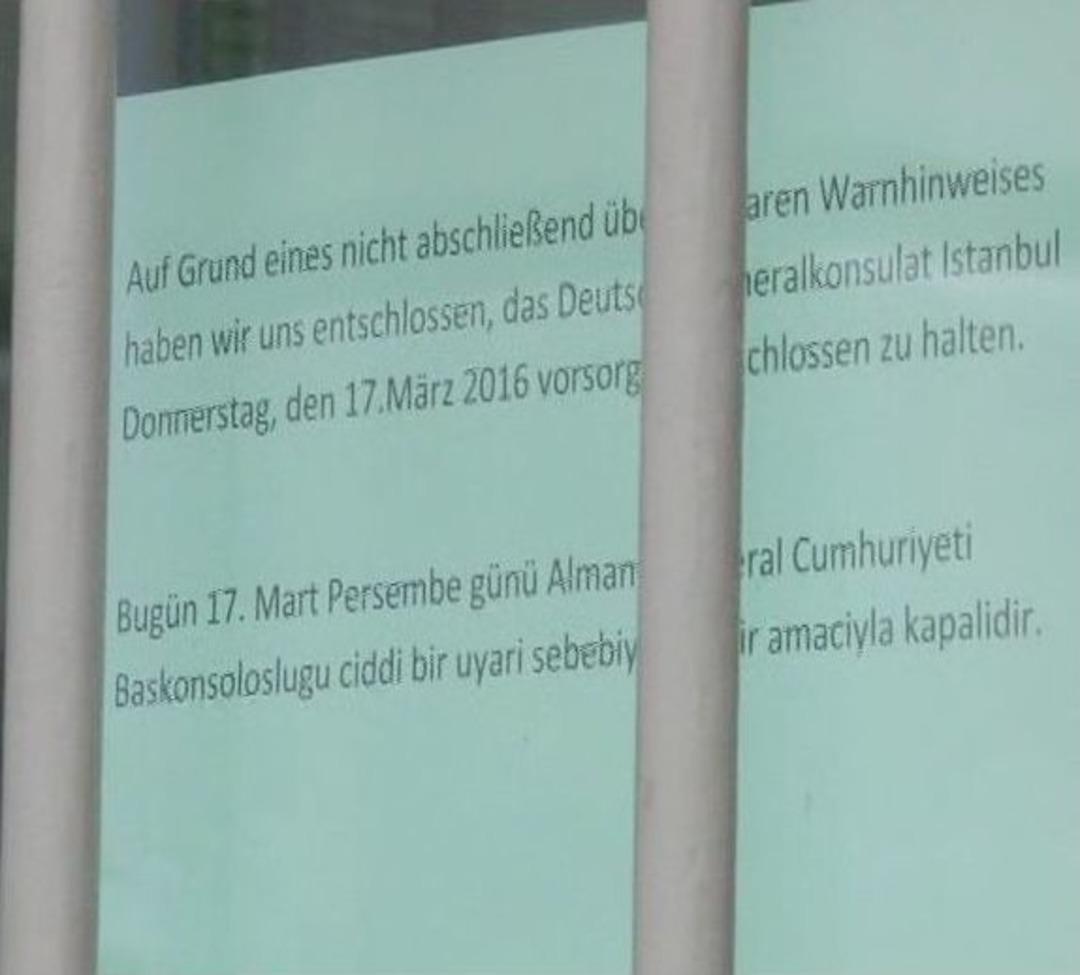 Alman Başkonsolosluğu G&uuml;venlik Nedeniyle Kapatıldı