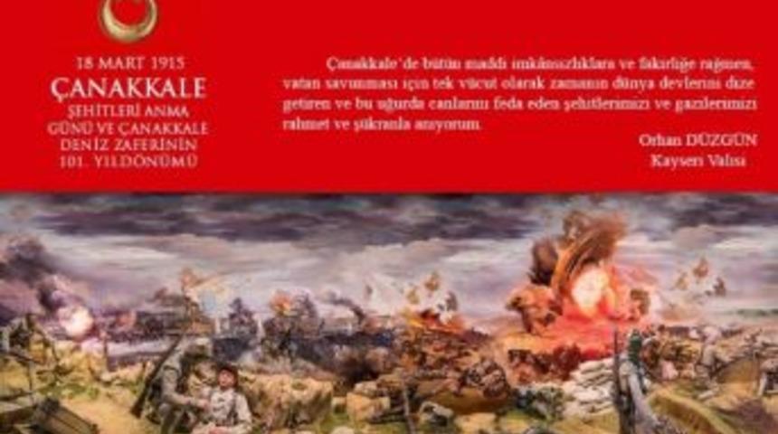Vali D&uuml;zg&uuml;n&rsquo;&uuml;n &ldquo;18 Mart Şehitleri Anma G&uuml;n&uuml; Ve &Ccedil;anakkale Deniz Zaferi&rsquo;nin 101. Yıld&ouml;n&uuml;m&uuml;&rdquo; Mesajı