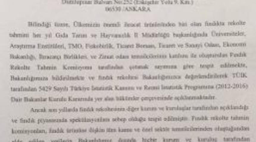 Bakanlıktan Rekolte Tahmini A&ccedil;ıklamasına Yasak