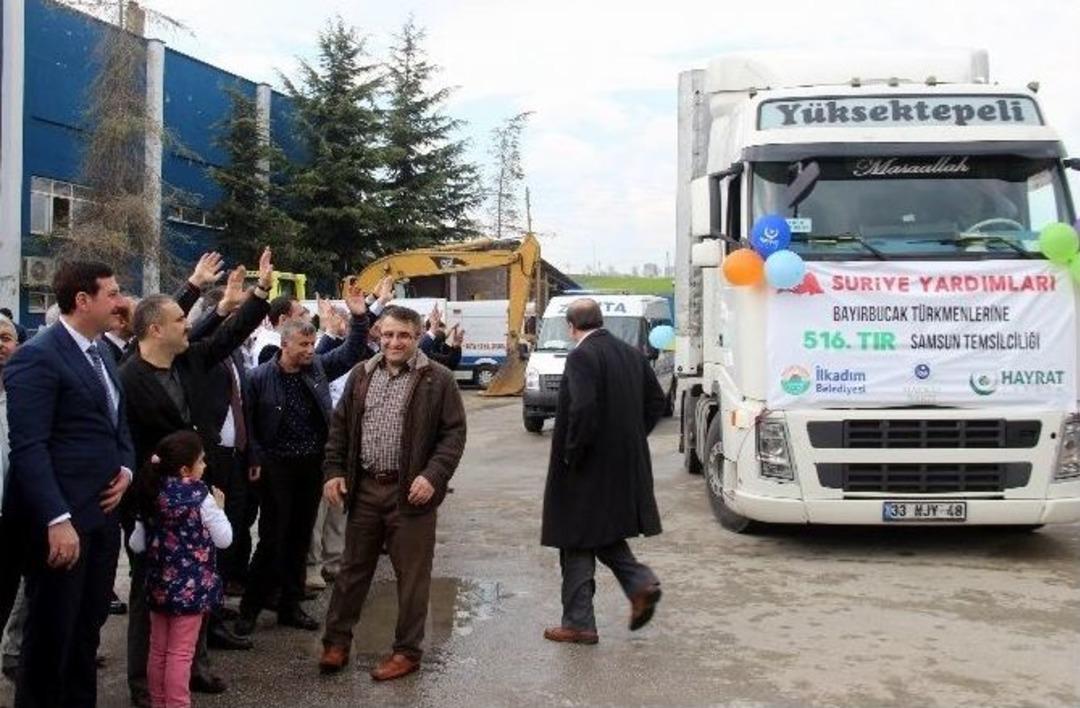 İlkadım Belediyesi&rsquo;nden Bayır Bucak&rsquo;a 5 Tır Dolusu Yardım